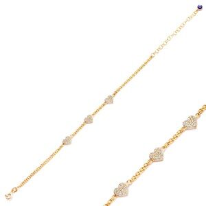 💖 Sparkle Alert! Gold-Plated Sterling Silver Heart Charm Bracelet ✨